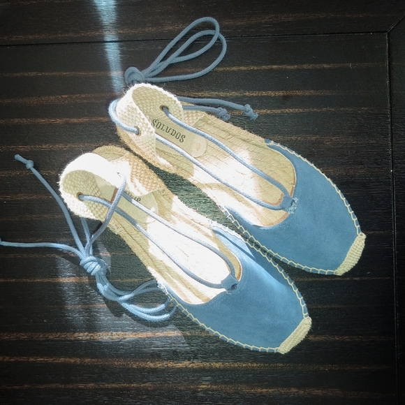 🆕Soludos Blue Suede Platform Espadrille Gladiator Sandals Size 9.5 US / EU 40 - Picture 4 of 15